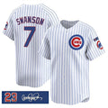 Chicago Cubs #7 Dansby Swanson White Pinstripe 'Ryne Sandberg Tribute' Vapor Limited V3 Stitched Baseball Jersey