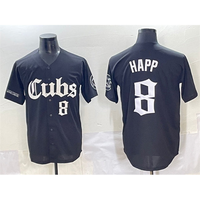 Chicago Cubs #8 Ian Happ Black 'Gothic North Side Edition' Vapor Premier Limited Stitched Baseball Jersey