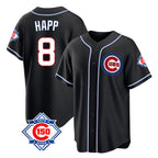 Chicago Cubs #8 Ian Happ Player Black Fashion Out 150th Anniversary Game Stitched Baseball Jersey