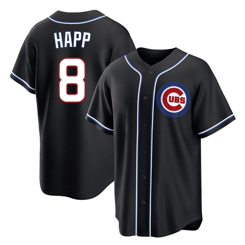 Chicago Cubs #8 Ian Happ Player Black Fashion Out Game Stitched Baseball Jersey
