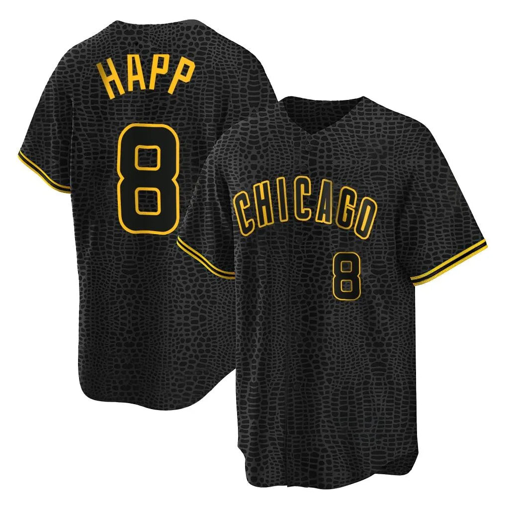 Chicago Cubs #8 Ian Happ Player Black Snake Skin City Game Stitched Baseball Jersey