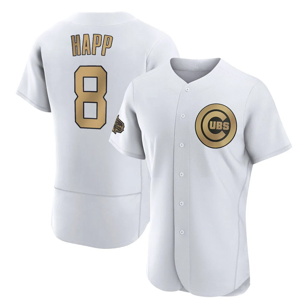 Chicago Cubs #8 Ian Happ Player Gold All-Star Limited Elite Home Game Stitched Baseball Jersey