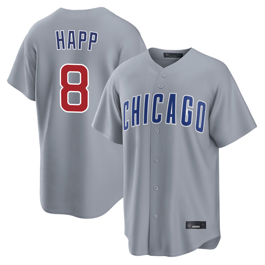Chicago Cubs #8 Ian Happ Player Gray Home Game Stitched Baseball Jersey