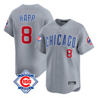 Chicago Cubs #8 Ian Happ Player Gray Road 150th Anniversary Limited Home Stitched Baseball Jersey