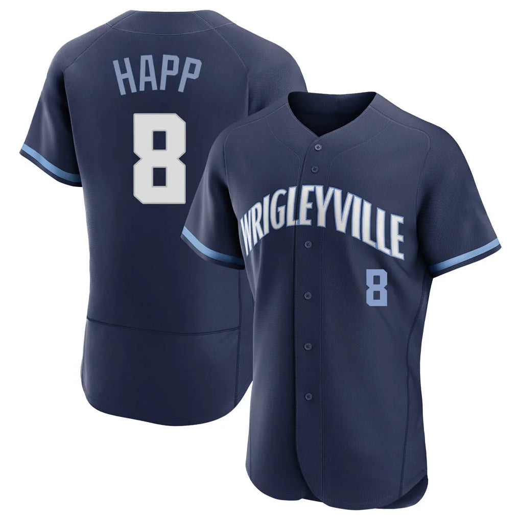 Chicago Cubs #8 Ian Happ Player Navy City Connect Limited Elite Home Stitched Baseball Jersey