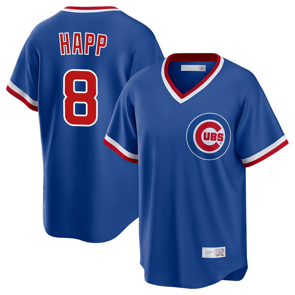 Chicago Cubs #8 Ian Happ Player Royal T-shirt Cooperstown Collection Limited Stitched Baseball Jersey