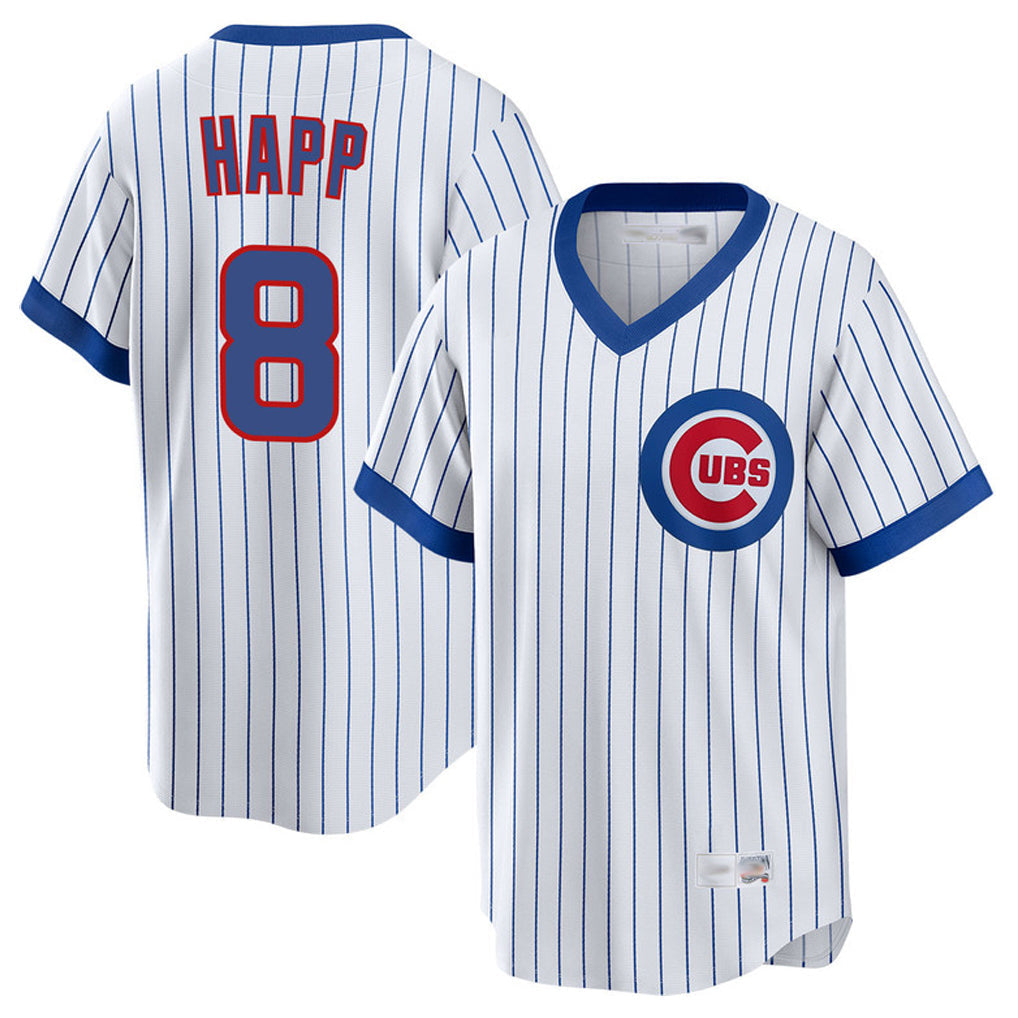 Chicago Cubs #8 Ian Happ Player White T-shirt Cooperstown Collection Limited Stitched Baseball Jersey