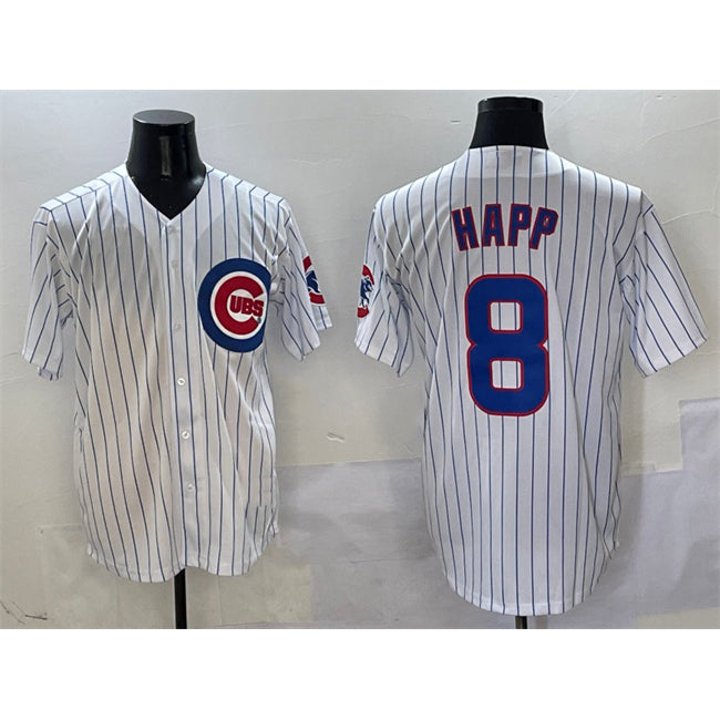 Chicago Cubs #8 Ian Happ White Cool Base Stitched Baseball Jersey