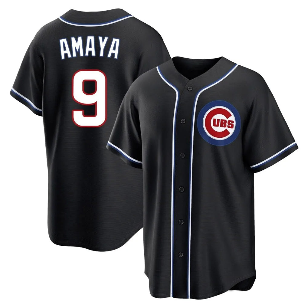 Chicago Cubs #9 Miguel Amaya Player Black Fashion Out Game Stitched Baseball Jersey