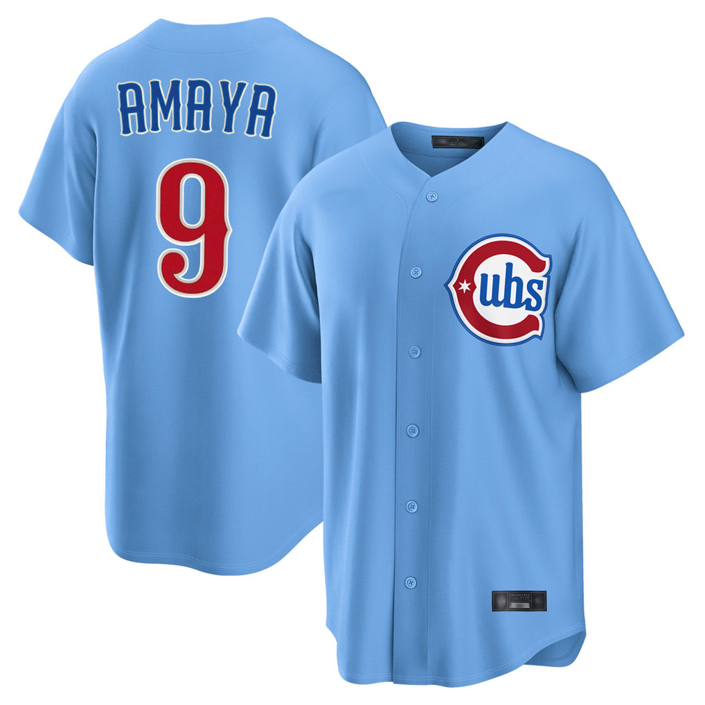 Chicago Cubs #9 Miguel Amaya Player Light Blue Home Game Stitched Baseball Jersey