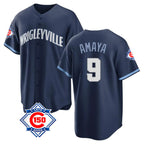 Chicago Cubs #9 Miguel Amaya Player Navy 150th Anniversary City Connect Home Game Stitched Baseball Jersey