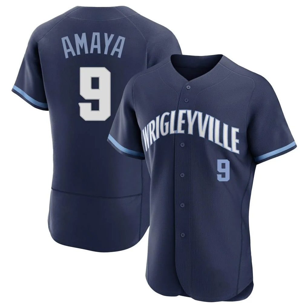 Chicago Cubs #9 Miguel Amaya Player Navy City Connect Limited Elite Home Stitched Baseball Jersey