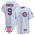 Chicago Cubs #9 Miguel Amaya Player White 150th Anniversary Home Game Stitched Baseball Jersey