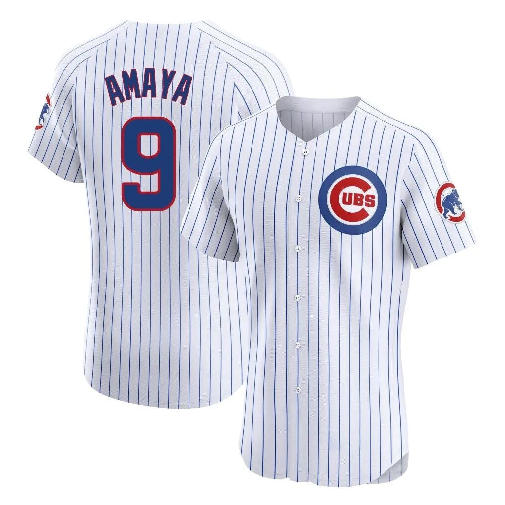 Chicago Cubs #9 Miguel Amaya Player White Limited Elite Home Game Stitched Baseball Jersey