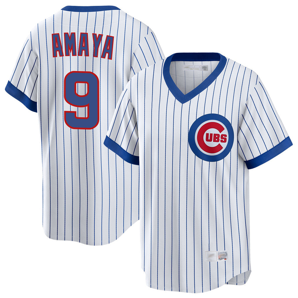Chicago Cubs #9 Miguel Amaya Player White Cooperstown Collection Limited Stitched Baseball Jersey