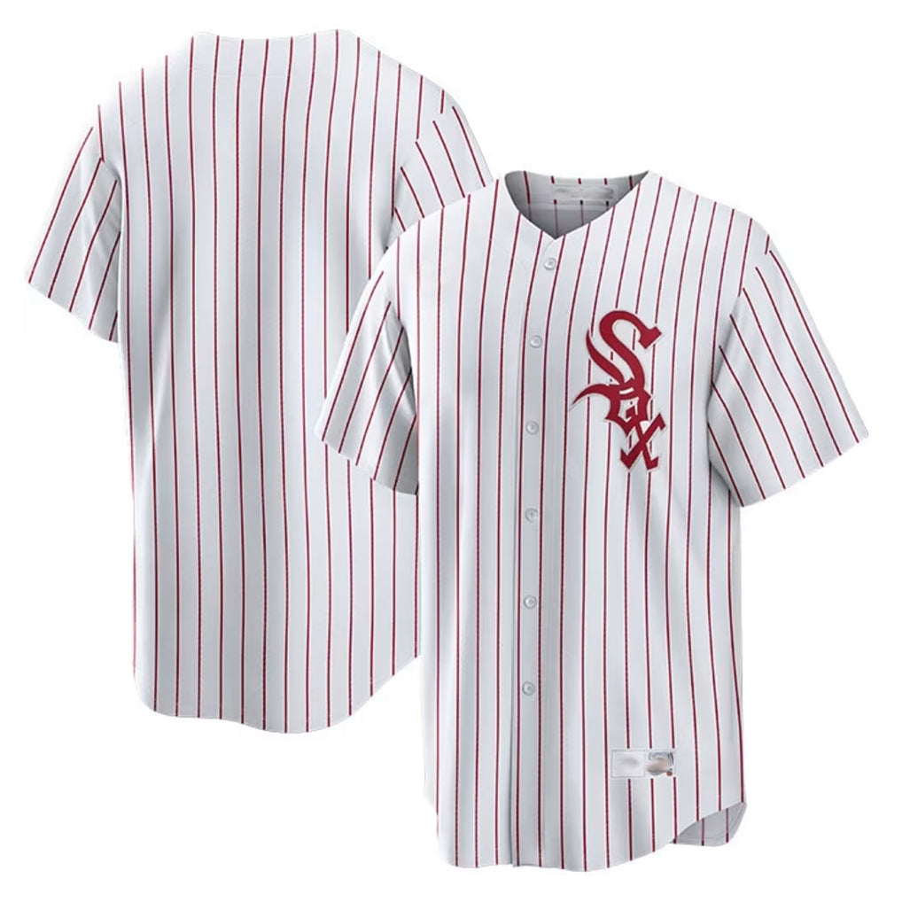 Chicago White Sox Blank Player Red Stripe White Home Game Stitched Baseball Jersey