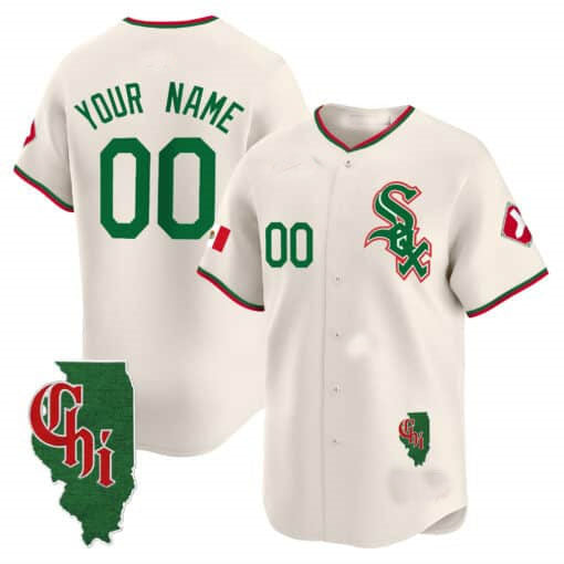Chicago White Sox Mexico Vapor Premier Limited Custom Jersey ¨C Illinois Patch ¨C Cream Baseball Jersey