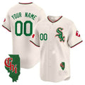 Chicago White Sox Mexico Vapor Premier Limited Custom Jersey ¨C Illinois Patch ¨C Cream Baseball Jersey
