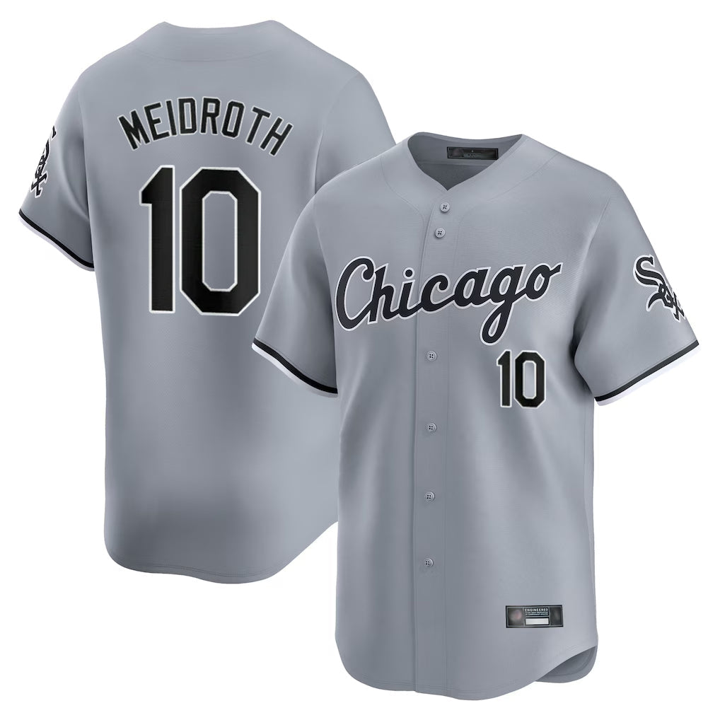 Chicago White Sox #10 Chase Meidroth Player Gray Road Limited Home Stitched Baseball Jersey