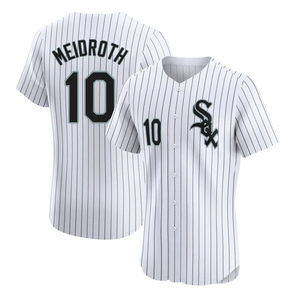 Chicago White Sox #10 Chase Meidroth Player White Stripe Limited Elite Home Stitched Baseball Jersey
