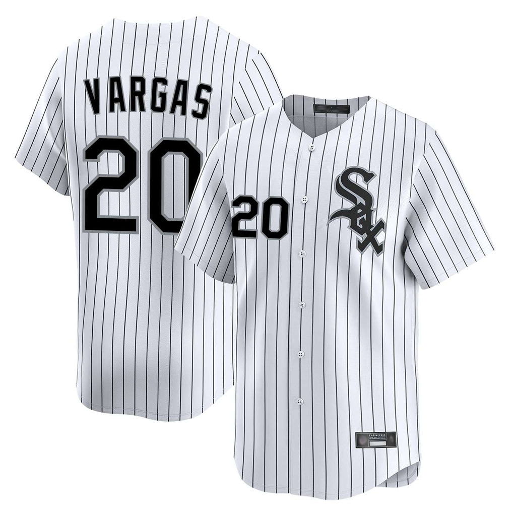 Chicago White Sox #20 Miguel Vargas Player White Stripe Limited Home Stitched Baseball Jersey
