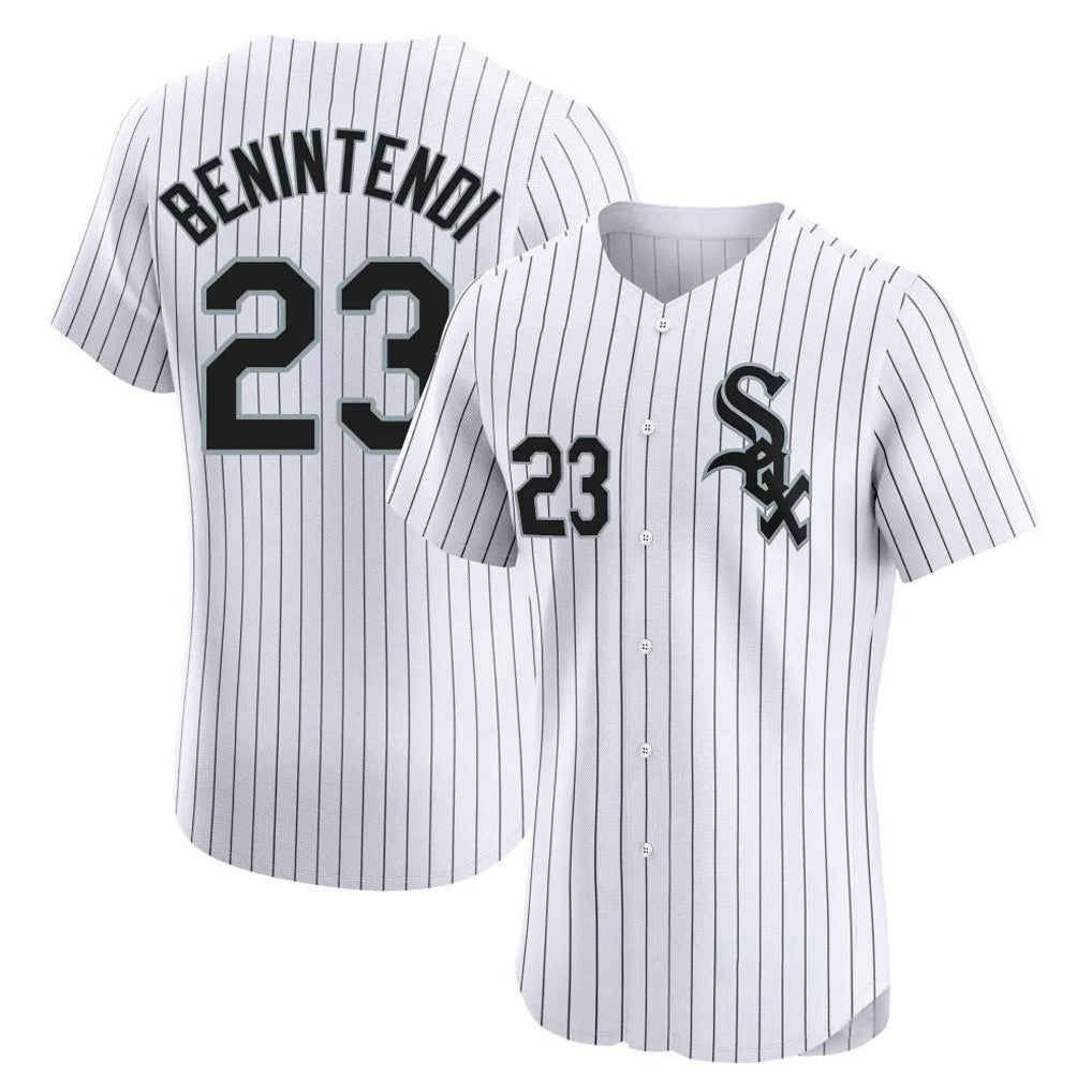 Chicago White Sox #23 Andrew Benintendi Player White Stripe Limited Elite Home Stitched Baseball Jersey
