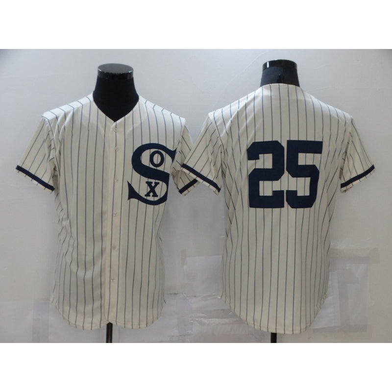 Chicago White Sox #25 Andrew Vaughn 2021 Cream Navy Field of Dreams Flex Base Stitched Baseball Jersey