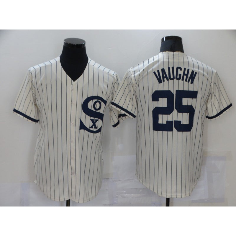 Chicago White Sox #25 Andrew Vaughn 2021 Cream Navy Field of Dreams Name Flex Base Stitched Baseball Jersey