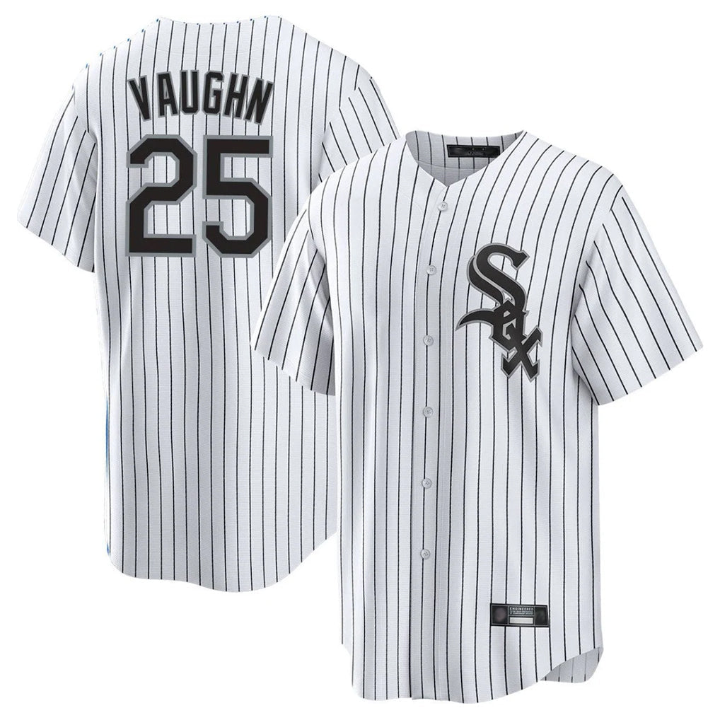 Chicago White Sox #25 Andrew Vaughn Player White Stripe Home Game Stitched Baseball Jersey