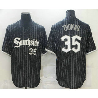 Chicago White Sox #35 Frank Thomas Black With Small Number 2021 City Connect Stitched Cool Baseball Jersey