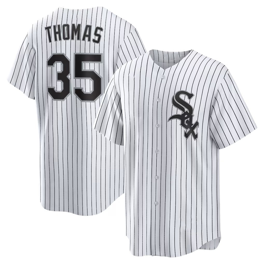 Chicago White Sox #35 Frank Thomas White Home Retired Player Replica Baseball Jersey