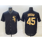Chicago White Sox #45 Michael Jordan Black Gold Cool Base Stitched Baseball Jersey