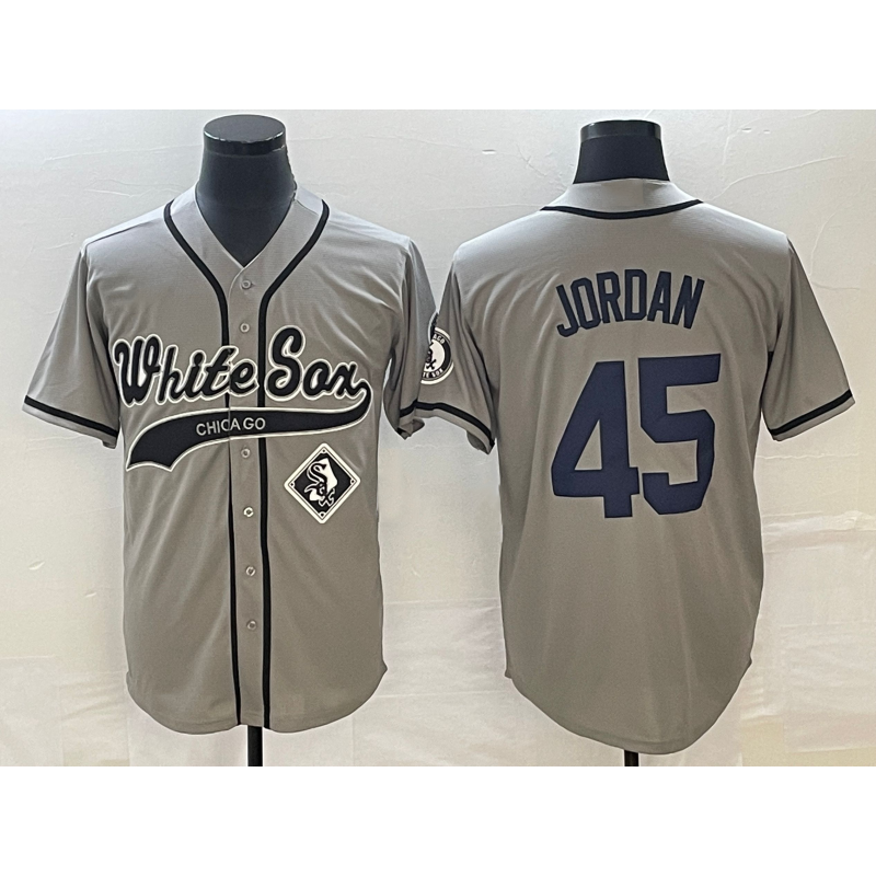 Chicago White Sox #45 Michael Jordan Grey Cool Base Stitched Baseball Jersey