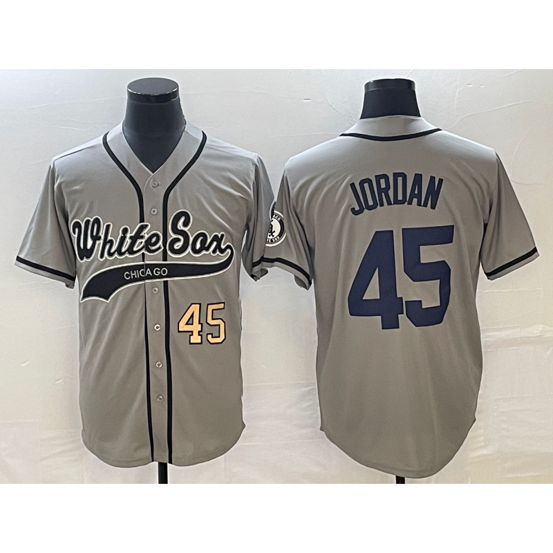Chicago White Sox #45 Michael Jordan Number Grey Cool Base Stitched Baseball Jersey