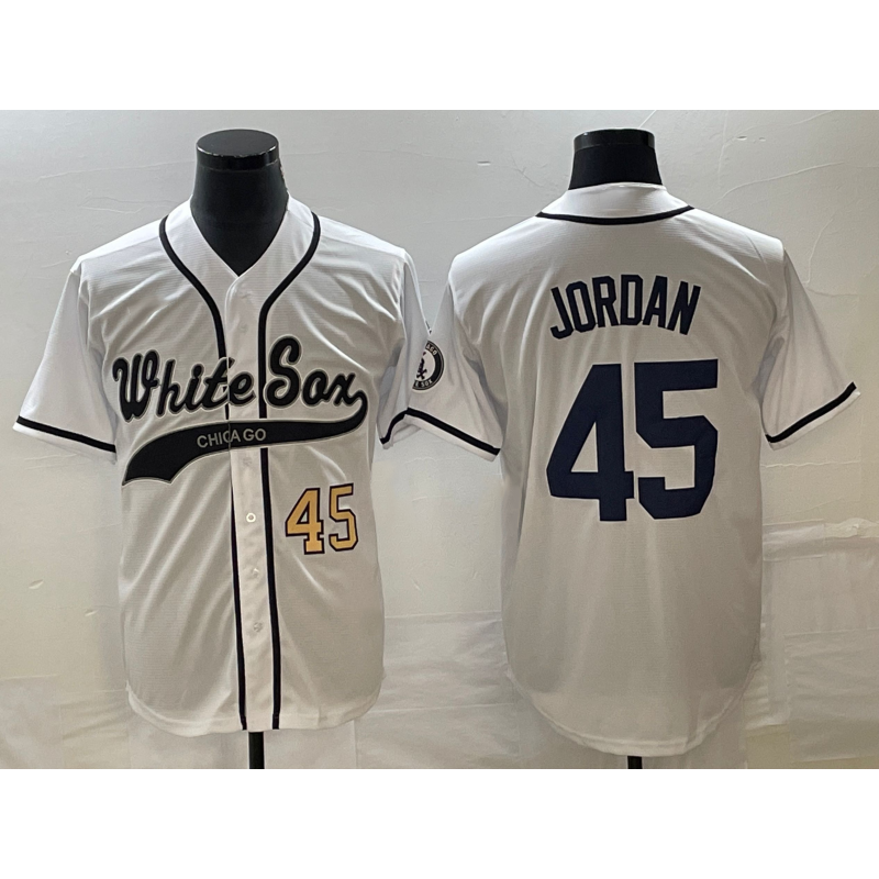 Chicago White Sox #45 Michael Jordan Number White Cool Base Stitched Baseball Jersey