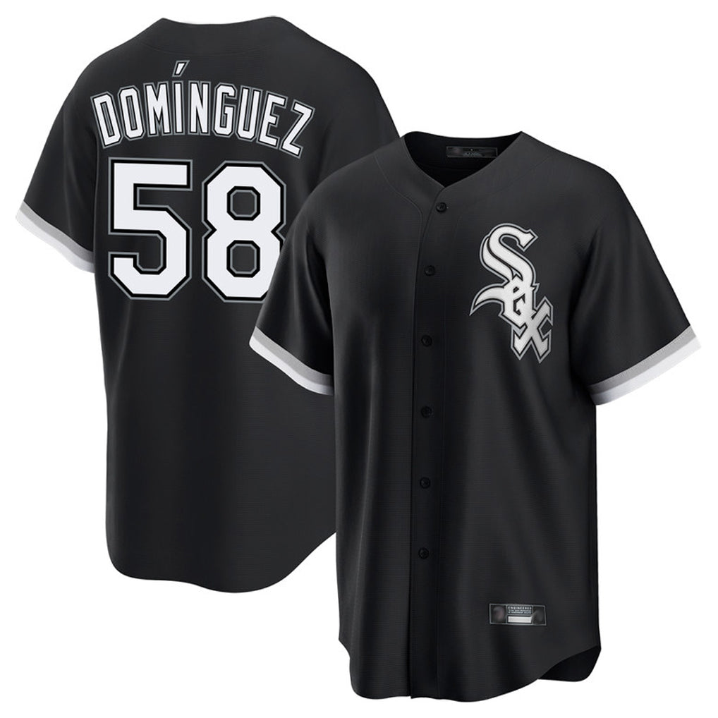 Chicago White Sox #58 Seranthony Dom¨ªnguez Player Black Home Game Stitched Baseball Jersey