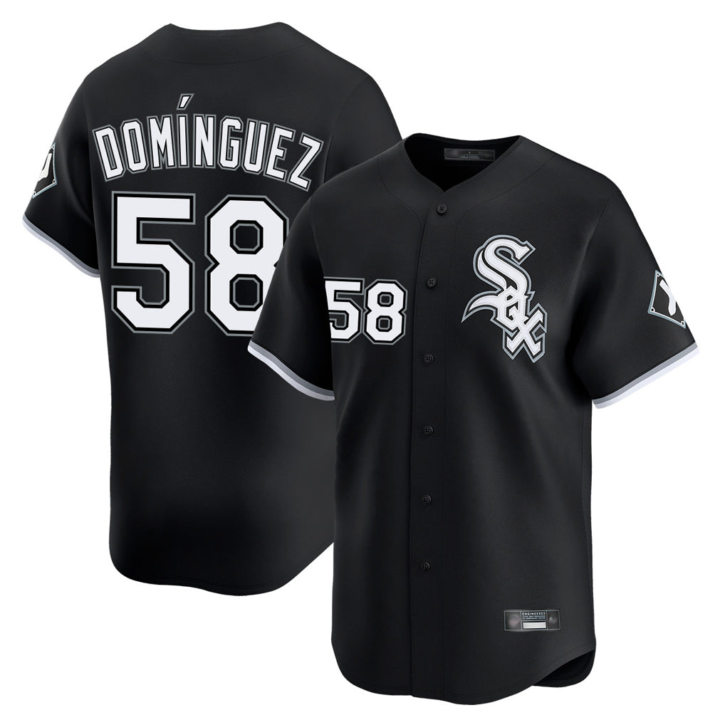 Chicago White Sox #58 Seranthony Dom¨ªnguez Player Black Limited Home Stitched Baseball Jersey