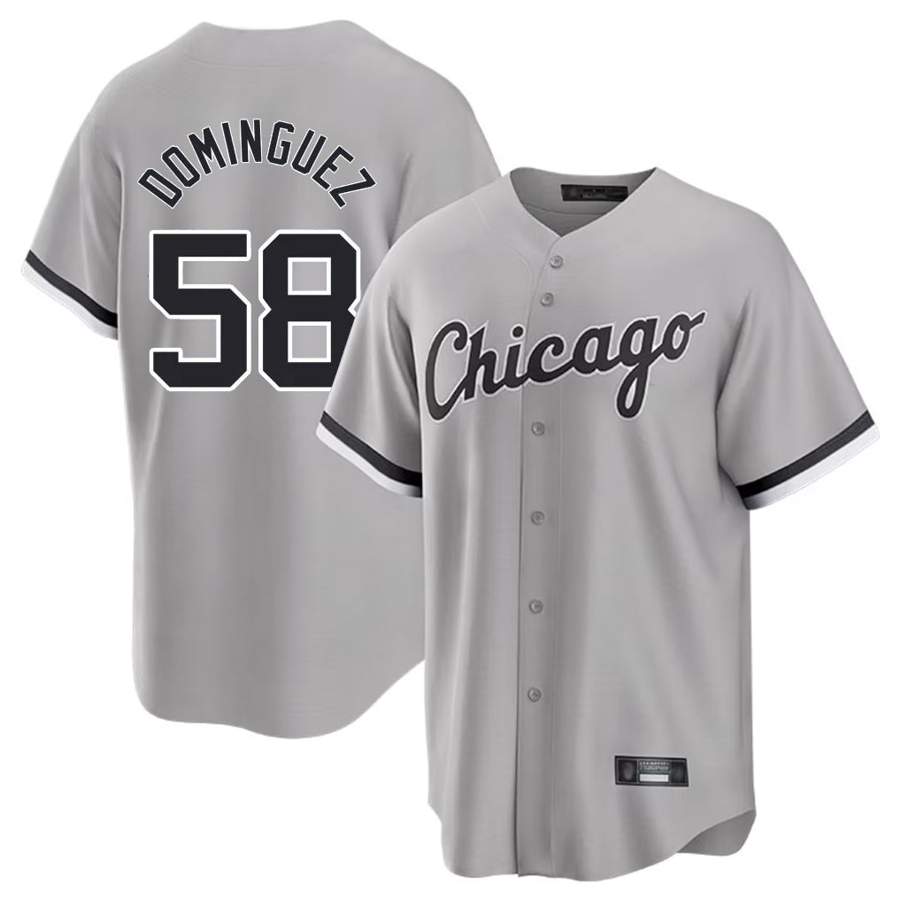 Chicago White Sox #58 Seranthony Dom¨ªnguez Player Gray Home Game Stitched Baseball Jersey