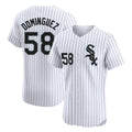 Chicago White Sox #58 Seranthony Dom¨ªnguez Player White Stripe Limited Elite Home Stitched Baseball Jersey