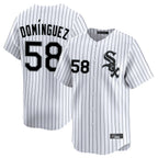 Chicago White Sox #58 Seranthony Dom¨ªnguez Player White Stripe Limited Home Stitched Baseball Jersey