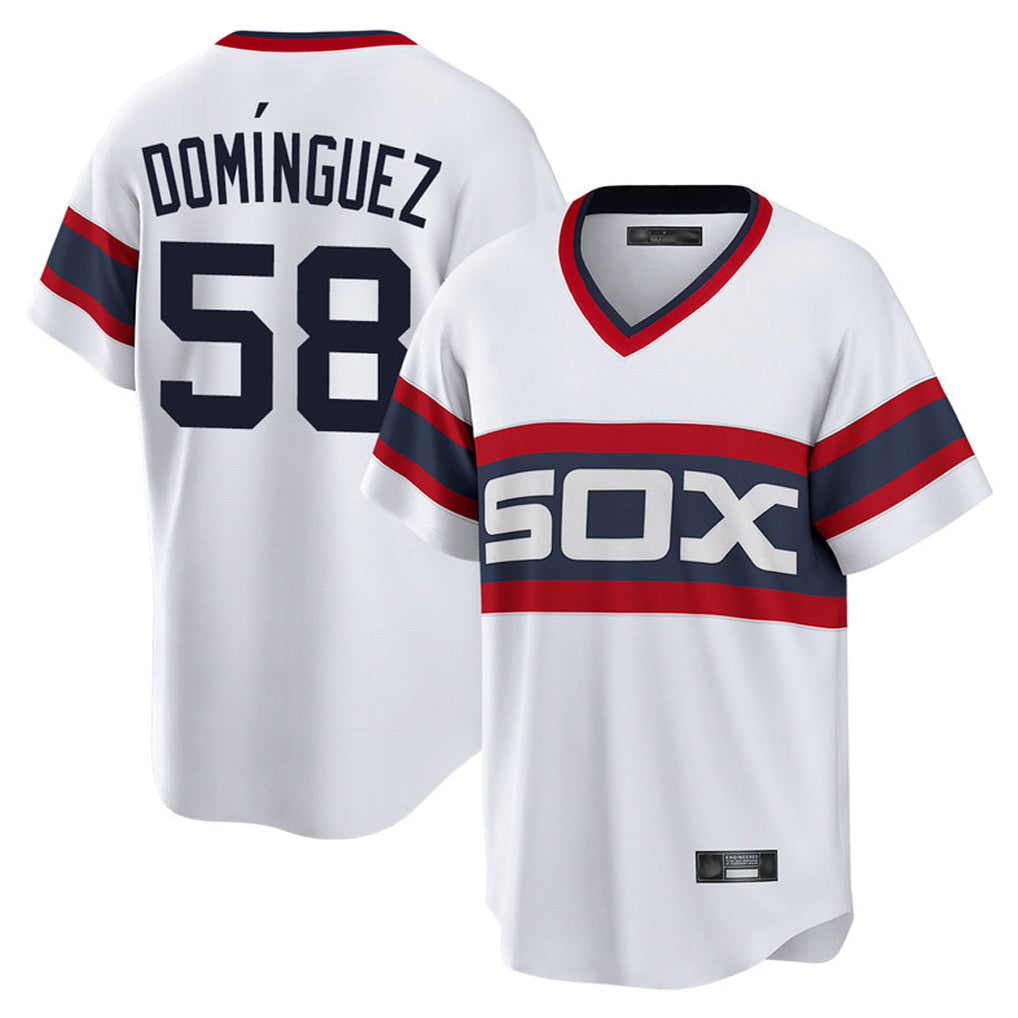 Chicago White Sox #58 Seranthony Dom¨ªnguez Player White Home Game Stitched Baseball Jersey