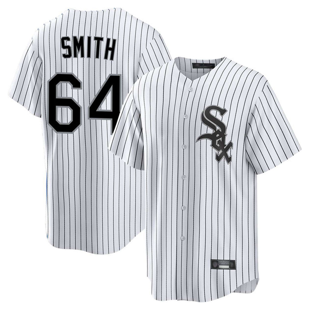 Chicago White Sox #64 Shane Smith Player White Stripe Home Game Stitched Baseball Jersey