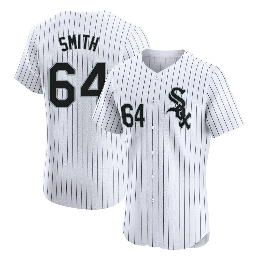 Chicago White Sox #64 Shane Smith Player White Stripe Limited Elite Home Stitched Baseball Jersey