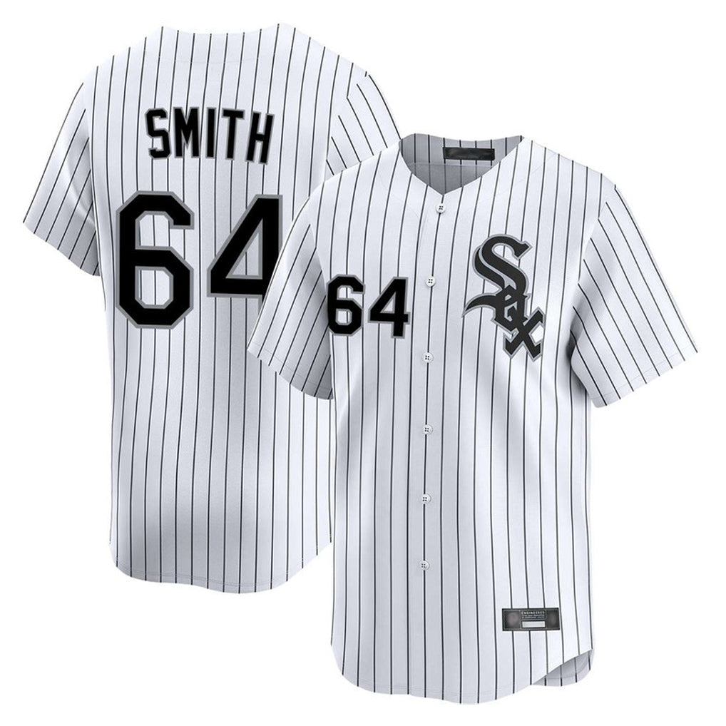 Chicago White Sox #64 Shane Smith Player White Stripe Limited Home Stitched Baseball Jersey