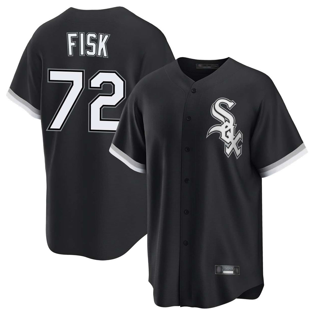 Chicago White Sox #72 Carlton Fisk Player Black Home Game Stitched Baseball Jersey