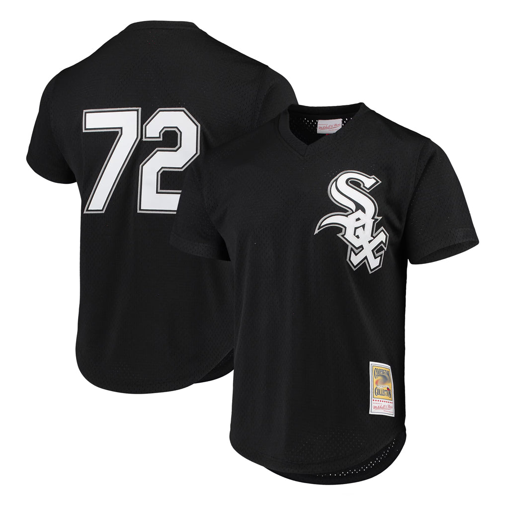 Chicago White Sox #72 Carlton Fisk Player Black Mitchell & Ness Cooperstown Collection Mesh Game Stitched Baseball Jersey