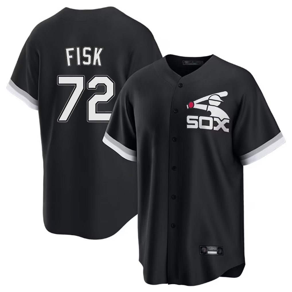 Chicago White Sox #72 Carlton Fisk Player Black Spring Training Game Stitched Baseball Jersey