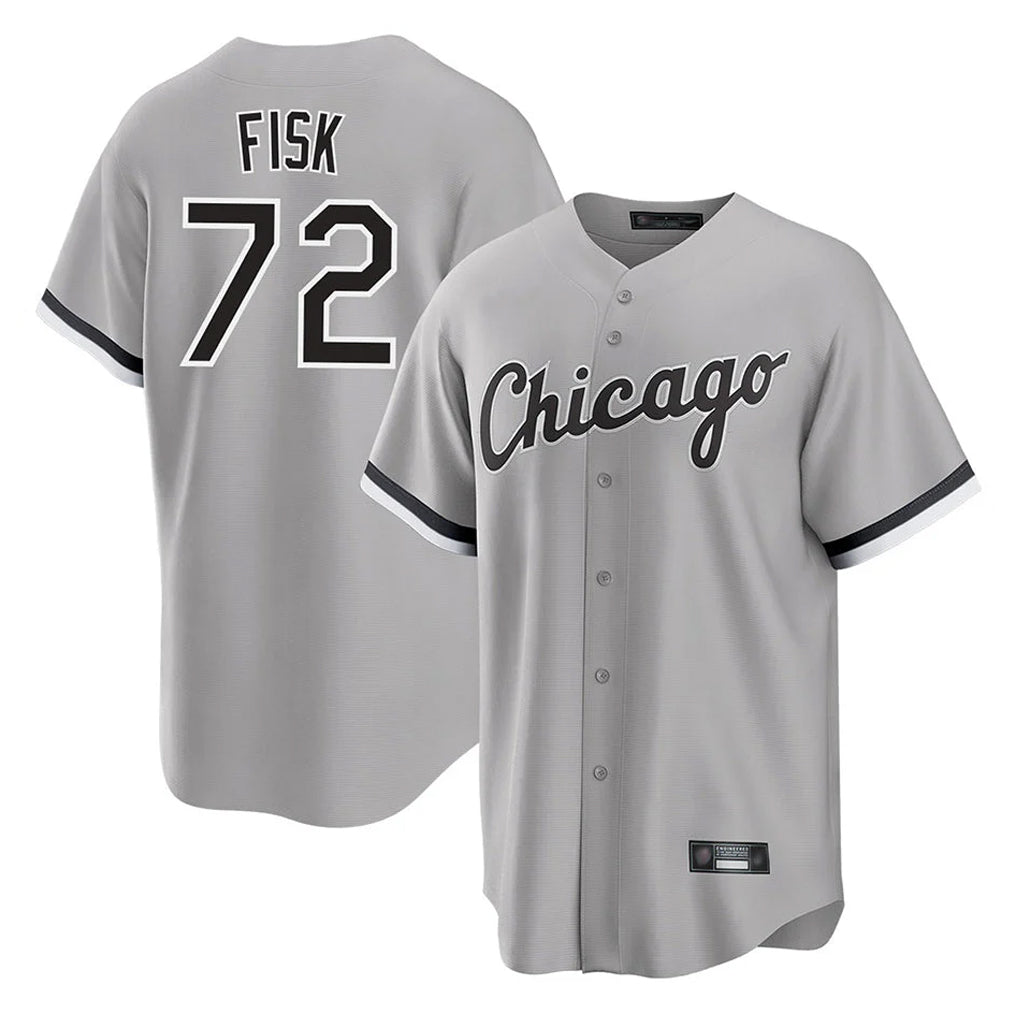 Chicago White Sox #72 Carlton Fisk Player Gray Home Game Stitched Baseball Jersey