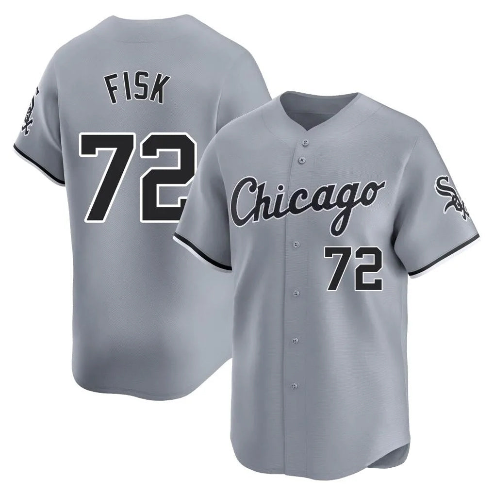 Chicago White Sox #72 Carlton Fisk Player Gray Road Limited Home Stitched Baseball Jersey