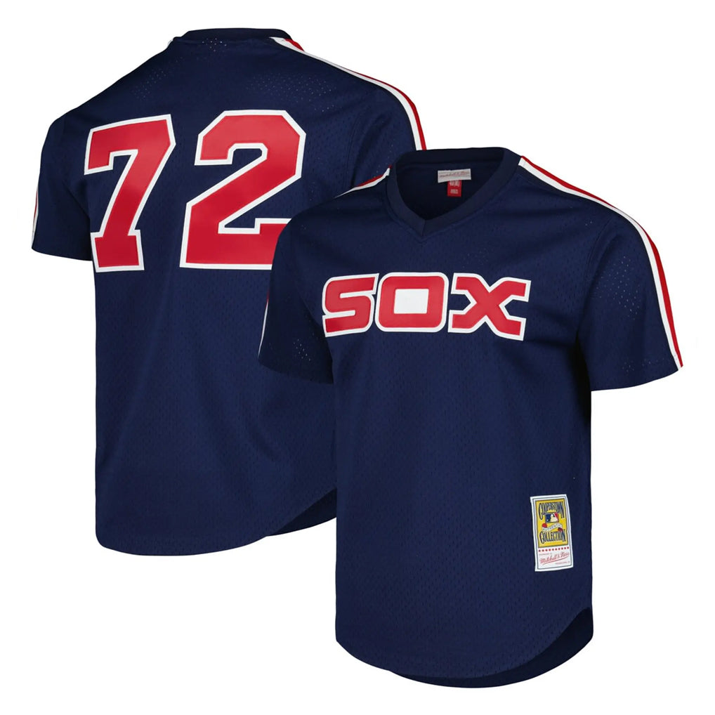 Chicago White Sox #72 Carlton Fisk Player Navy Mitchell & Ness Cooperstown Collection Mesh Game Stitched Baseball Jersey
